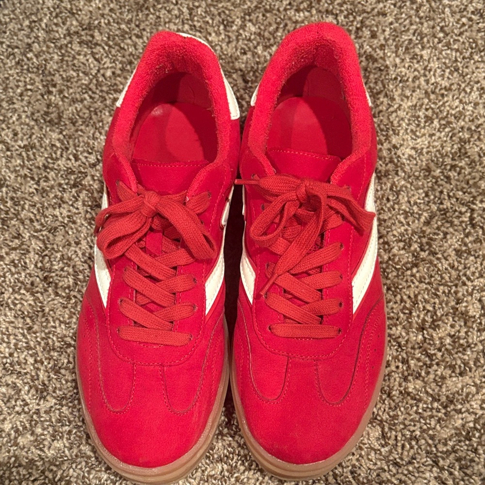 Madden Girl Red and White Sneakers